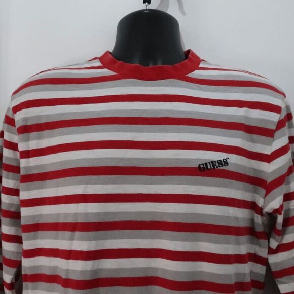 Vintage Guess Original Men's Embroidered Logo Red White Stripe‎ - Size XS - Picture 3 of 8